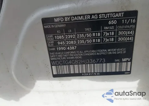 2017 Mercedes-Benz Gla 250 4Matic z USA, uszkodzony, nr VIN WDCTG4GB2HJ336773